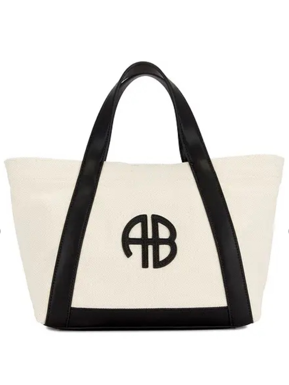 ANINE BING Small Cara Tote Bag Natural Canvas with Black Trim *see description*